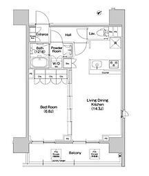 京急本線 北品川駅 徒歩5分の賃貸マンション 6階1LDKの間取り