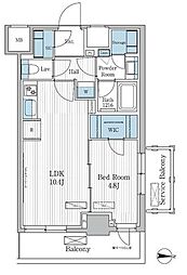 東京メトロ東西線 東陽町駅 徒歩6分の賃貸マンション 10階1LDKの間取り
