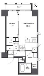 東京メトロ日比谷線 入谷駅 徒歩8分の賃貸マンション 2階1LDKの間取り