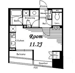 東京メトロ半蔵門線 水天宮前駅 徒歩2分の賃貸マンション 9階ワンルームの間取り