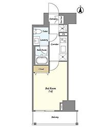 東京メトロ日比谷線 南千住駅 徒歩6分の賃貸マンション 12階1Kの間取り