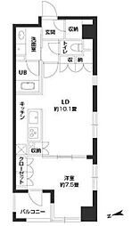 東京メトロ有楽町線 新富町駅 徒歩5分の賃貸マンション 7階1LDKの間取り