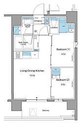 都営浅草線 蔵前駅 徒歩4分の賃貸マンション 11階2LDKの間取り