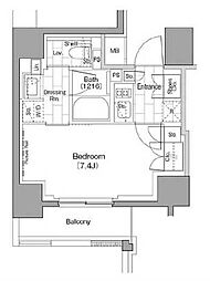 都営大江戸線 蔵前駅 徒歩4分の賃貸マンション 5階1Kの間取り