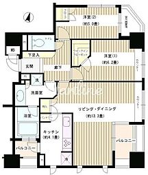 東京メトロ南北線 本駒込駅 徒歩1分の賃貸マンション 12階2LDKの間取り