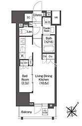 都営大江戸線 新宿駅 徒歩4分の賃貸マンション 11階1LDKの間取り