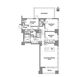 JR山手線 目黒駅 徒歩9分の賃貸マンション 7階3LDKの間取り