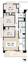東急目黒線 不動前駅 徒歩7分の賃貸マンション 1階3LDKの間取り
