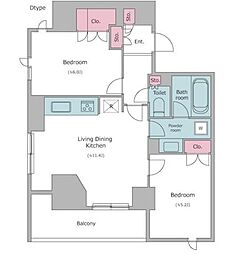 東京メトロ丸ノ内線 本郷三丁目駅 徒歩5分の賃貸マンション 11階2LDKの間取り