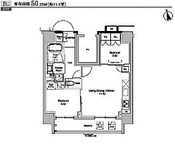 東京メトロ日比谷線 入谷駅 徒歩6分の賃貸マンション 4階2LDKの間取り