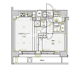 都営大江戸線 両国駅 徒歩12分の賃貸マンション 12階1LDKの間取り