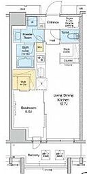 都営新宿線 森下駅 徒歩8分の賃貸マンション 7階1LDKの間取り