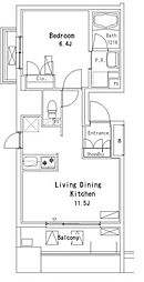 京成押上線 押上駅 徒歩3分の賃貸マンション 8階1LDKの間取り