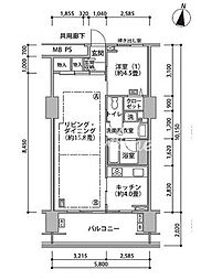 東京メトロ有楽町線 辰巳駅 徒歩12分の賃貸マンション 5階1LDKの間取り