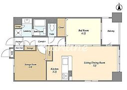 JR山手線 上野駅 徒歩12分の賃貸マンション 5階1SLDKの間取り