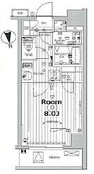 都営浅草線 戸越駅 徒歩9分の賃貸マンション 7階1Kの間取り