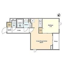 東京メトロ東西線 飯田橋駅 徒歩7分の賃貸マンション 4階1LDKの間取り