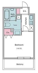 東京メトロ日比谷線 八丁堀駅 徒歩7分の賃貸マンション 3階1Kの間取り