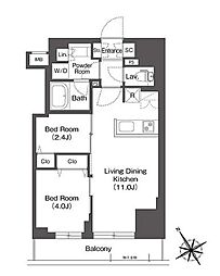 BluRock後楽園 2LDKの間取図画像