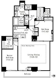 恵比寿ガーデンテラス弐番館 2LDKの間取図画像