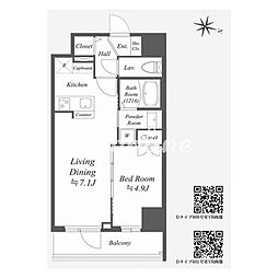AlphaPrime東陽町 1LDKの間取図画像