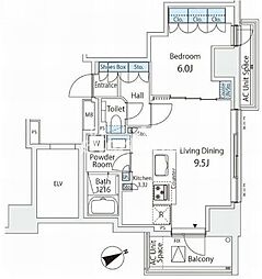 シャリエ御茶ノ水 1LDKの間取図画像