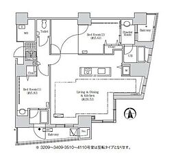 アクティ汐留 2LDKの間取図画像