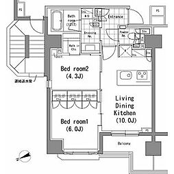 パークハビオ新橋 2LDKの間取図画像