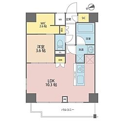 アクサスレジデンス目黒東 1LDKの間取図画像