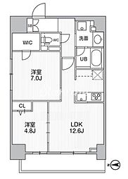 THEパームス熊野前 2LDKの間取図画像