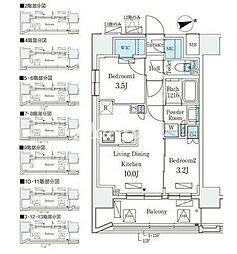 リビオメゾン御茶ノ水EAST 2LDKの間取図画像