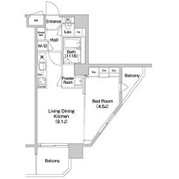 コンフォリア南砂町 1LDKの間取図画像