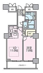 ロイヤルパークスタワー南千住 1LDKの間取図画像