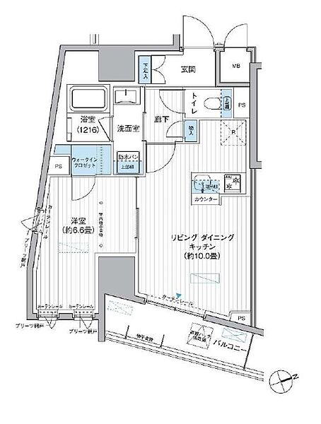 東京都台東区駒形１丁目(賃貸マンション1LDK・11階・42.49㎡)の写真 その2