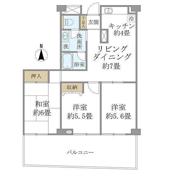 東京都新宿区左門町(賃貸マンション3LDK・1階・58.11㎡)の写真 その2