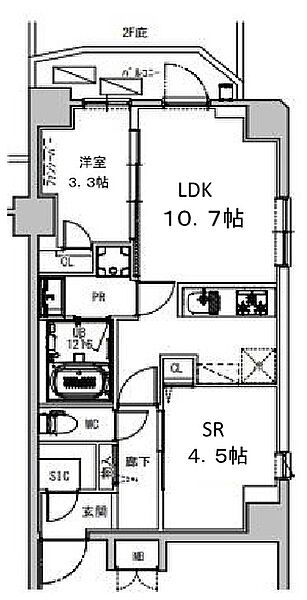 東京都江戸川区瑞江２丁目(賃貸マンション1SLDK・3階・43.40㎡)の写真 その2