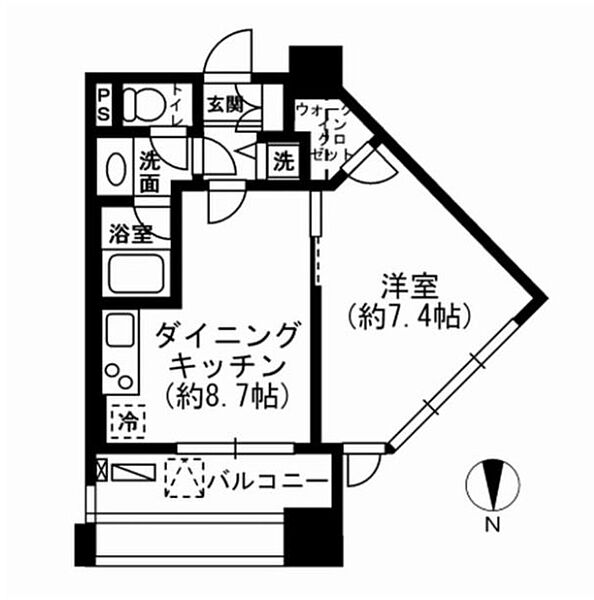 東京都新宿区市谷本村町(賃貸マンション1LDK・8階・37.65㎡)の写真 その2