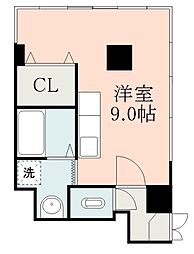 鹿児島市電1系統 荒田八幡駅 徒歩8分の賃貸マンション 2階ワンルームの間取り