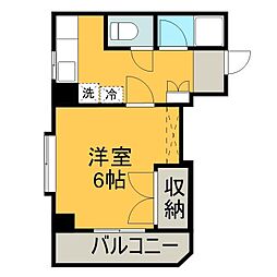 鹿児島市電1系統 二中通駅 交通局前下車 徒歩3分の賃貸マンション 3階ワンルームの間取り