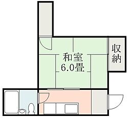 鹿児島市電2系統 高見橋駅 徒歩5分の賃貸マンション 4階ワンルームの間取り