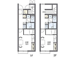 JR鹿児島本線 鹿児島中央駅 バス34分 大峯団地車庫前下車 徒歩9分の賃貸アパート 2階1Kの間取り