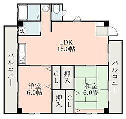 JR鹿児島本線 上伊集院駅 徒歩30分の賃貸アパート 2階2LDKの間取り