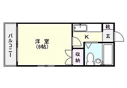 鹿児島市電1系統 武之橋駅 徒歩5分の賃貸マンション 4階1Kの間取り