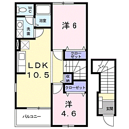 リバーサイドT・J 2LDKの間取図画像