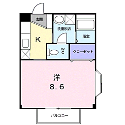JR鹿児島本線 川内駅 バス6分 中越通り下車 徒歩3分の賃貸アパート 2階1Kの間取り