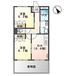 JR九州新幹線 川内駅 バス15分 松本下車 徒歩1分の賃貸アパート 1階2DKの間取り
