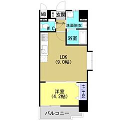 鹿児島市電1系統 甲東中学校前駅 徒歩2分の賃貸マンション 7階1LDKの間取り