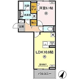 JR鹿児島本線 川内駅 徒歩26分の賃貸アパート 1階1LDKの間取り