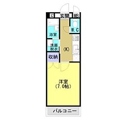 JR九州新幹線 鹿児島中央駅 上之園町下車 徒歩8分の賃貸マンション 3階1Kの間取り