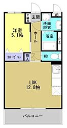 JR鹿児島本線 川内駅 徒歩19分の賃貸マンション 3階1LDKの間取り